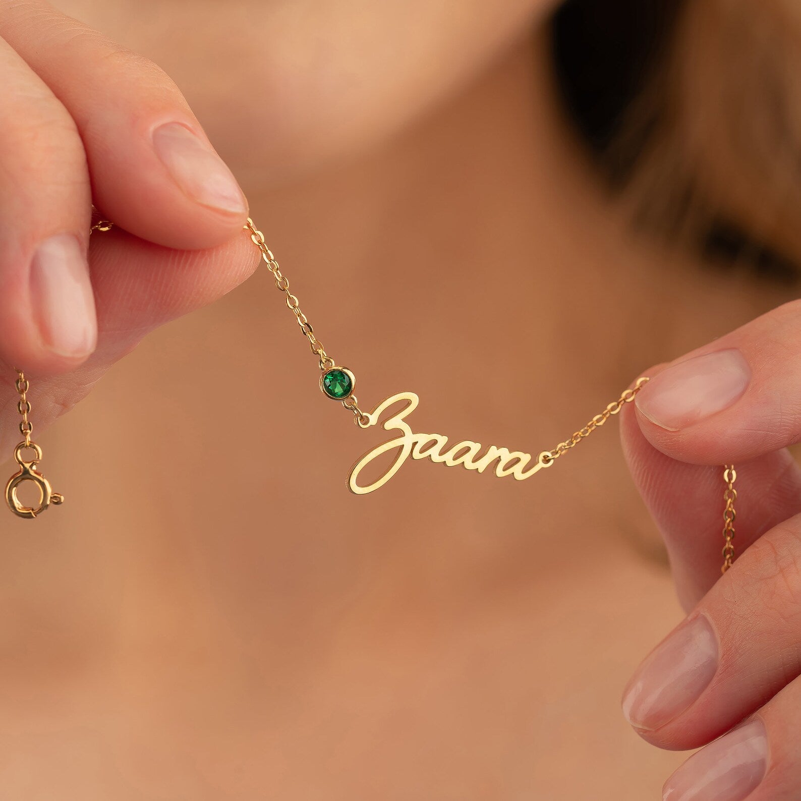 Custom Name Bracelet with Birthstone