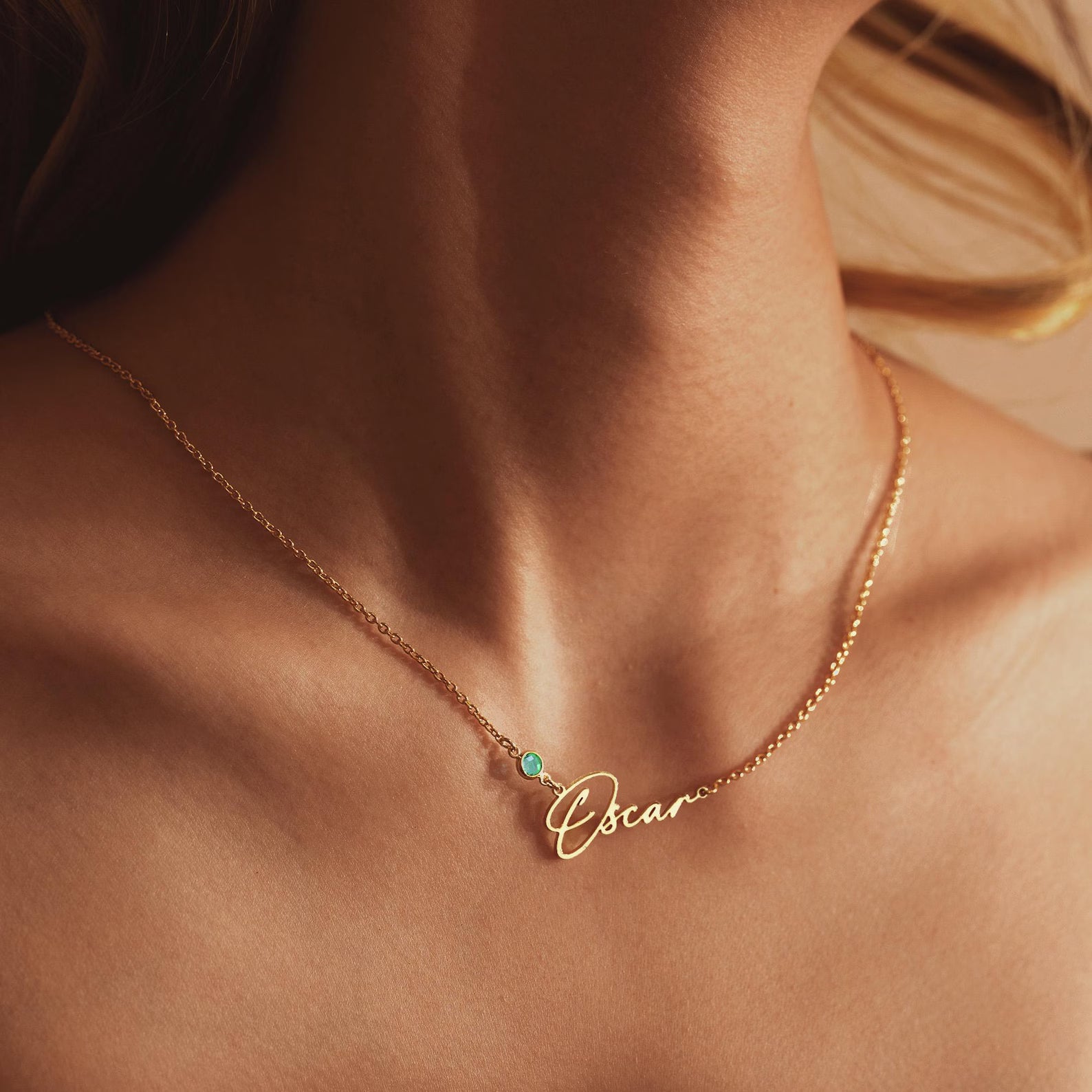 Custom Name Necklace with Birthstone